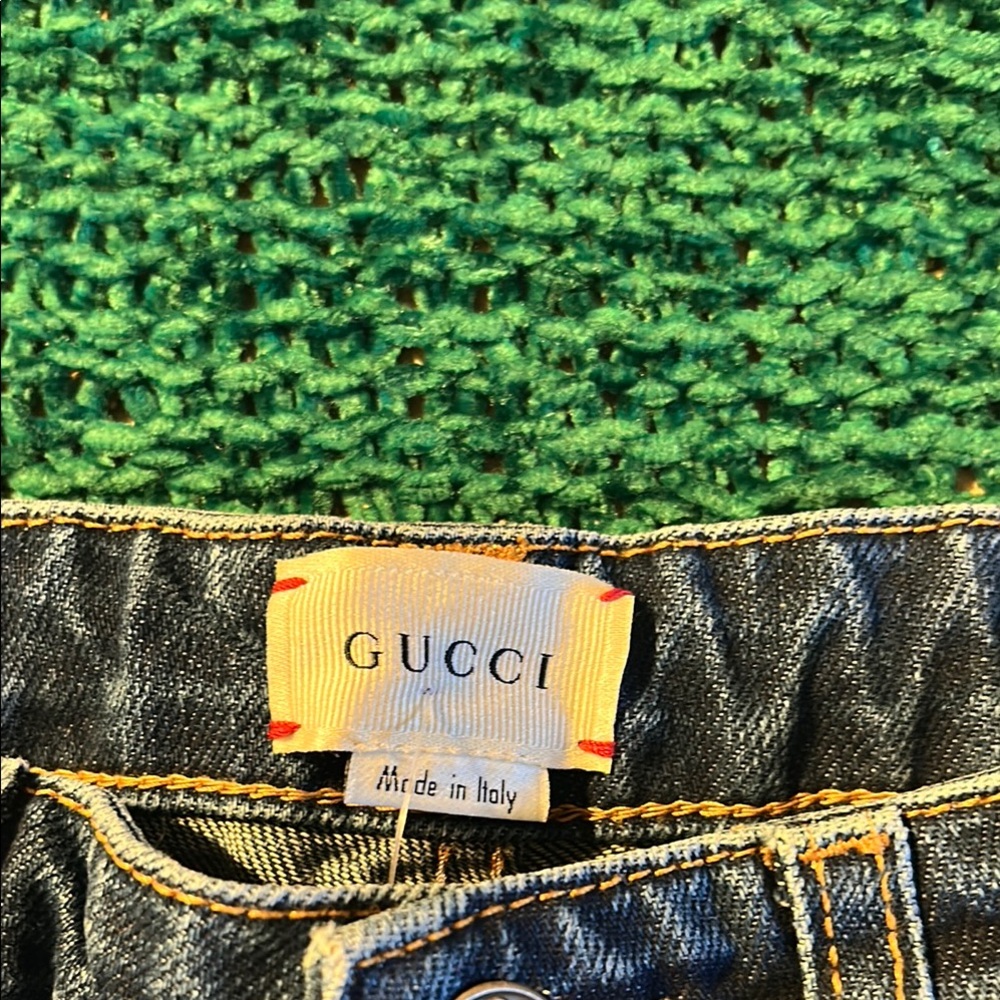 Gucci Blue Jeans with Red Heart Accent - Picture 3 of 16